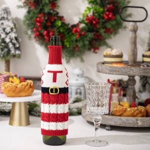 Chandail <span class=keywords><strong>de</strong></span> bouteille en tricot rayé rouge blanc avec lettres <span class=keywords><strong>de</strong></span> l'alphabet Santa boucle <span class=keywords><strong>de</strong></span> ceinture col côtelé couvre-bouteilles <span class=keywords><strong>de</strong></span> vin <span class=keywords><strong>de</strong></span> Noël - Product Image 6