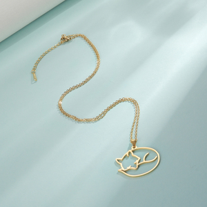 Myshape Fashion Collier pendentif animal renard en acier inoxydable Colliers à chaîne ras du cou Bijoux d'été Meilleurs vœux pour femmes filles - Product Image 5