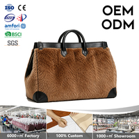 Sacs fourre-tout en cuir véritable pour femmes, sac à main de luxe en peluche, sac à poignée supérieure en cuir de vachette, fournisseur OEM ODM personnalisé, grand sac de bureau