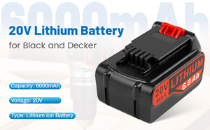 Thay thế cho màu đen và DECKER <span class=keywords><strong>20V</strong></span> pin tối đa <span class=keywords><strong>lbxr20</strong></span> 6.0ah pin <span class=keywords><strong>Lithium</strong></span> ion Tương thích với các công cụ Decker Đen - Product Image 5
