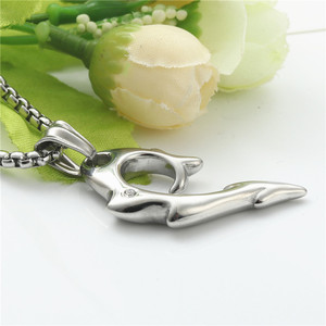 Flame-Shaped Titanium Steel Pendant With Crystal Inlay For Men Everyday Wear 233073 - Product Image 4