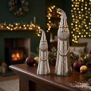 Sonnet Decor Silver Santa <b>Tea</b> <b>Light</b> Holders Set of 2 Handmade Aluminum <b>Christmas</b> Home Decoration Durable - Product Image 3