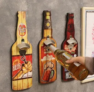 Abrebotellas de cerveza en forma de botella, abridor de botellas montado en la pared