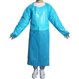 Produttore di fabbrica CPE PE spesso grembiule abito monouso in plastica impermeabile con pollici sicuri maniche lunghe per la pulizia - Product Image 5