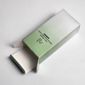 Boîte d'emballage en carton biodégradable personnalisée avec couleurs Pantone, film brillant, dégradé vert argenté métallisé pour cosmétiques - Product Image 1