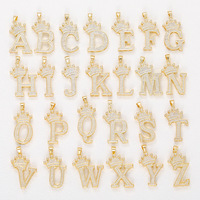 Collier Pendentif Lettre Initiale 26 Alphabet Couronne en Zircon en Acier Inoxydable Plaqué Or 18K PVD Argenté pour Femme - Vente en Gros