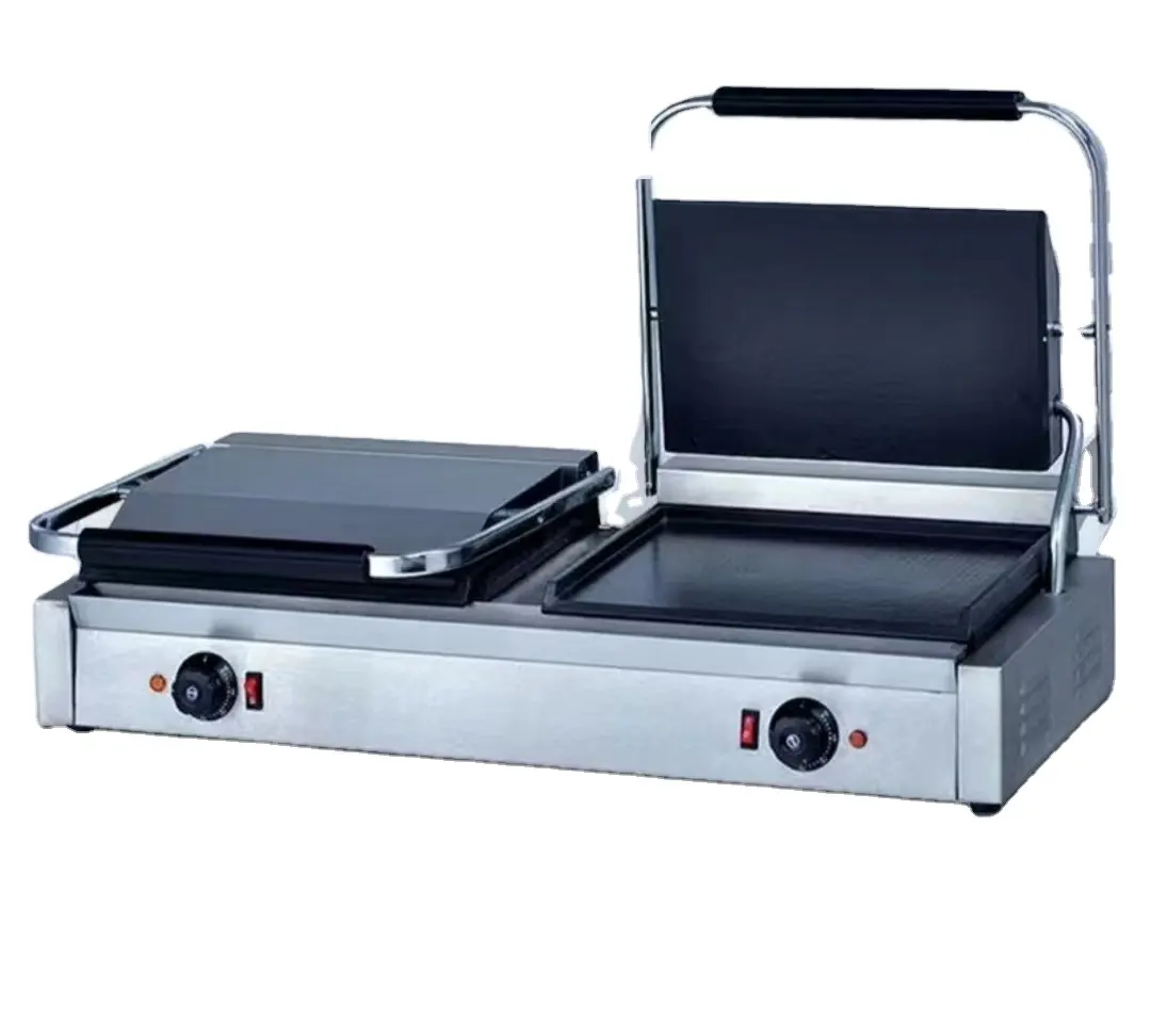 Stainless Steel Electric Contact Grill Restaurant Manufacturers Contact Barbecue Equipment Commercial Electric Double-Deck
