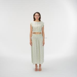 กระโปรงยาวเอวสูงลายดอกไม้สุดหรูสำหรับผู้หญิง ขายดี - Product Image 2