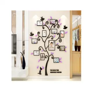 墙贴3D亚克力家庭相框婴儿客厅装饰树形镜子壁纸贴花艺术家居配件