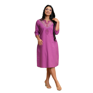 Vestido Corto Bordado con Cuello Detallado de Alta Calidad al por Mayor para Mujer - Product Image 2