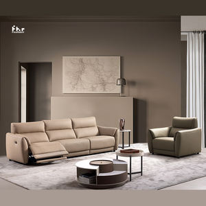 Sofá reclinable de Cine de lujo Reposacabezas ajustable y reposabrazos Sofá reclinable de respaldo alto Sofá de cuero para hotel y Villa - Product Image 1