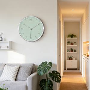 Reloj de Pared Minimalista de Cuarzo Silencioso de Metal Verde Menta Fresco de 10 Pulgadas para Decoración de Habitación Infantil, Guardería y Jardín de Infancia - Product Image 2