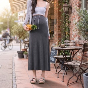 Abito <span class=keywords><strong>Premaman</strong></span> in Modal Primavera/Estate/Autunno Nuova Collezione Pupu Gonna Lunga a Vita Alta Taglie Forti Modellante a Trapezio Tinta Unita da Donna - Product Image 4