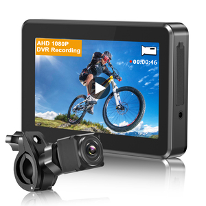 PJAUTO Système de caméra de moniteur de vélo de vue arrière de 4.3 pouces avec caméra de sport DVR pour la sécurité du vélo - Product Image 1