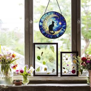 Acchiappasole in Vetro Colorato Gatto Nero di Mezzanotte sulla Luna, Decorazione Celeste da Appendere alla Finestra, Regalo Commemorativo per Proprietari di Gatti in Lutto - Product Image 4