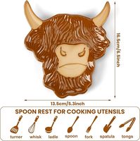 Repose-cuillère en céramique pour comptoir de cuisine, plateau décoratif Vache des Highlands, support à bijoux, porte-bougie chauffe-plat
