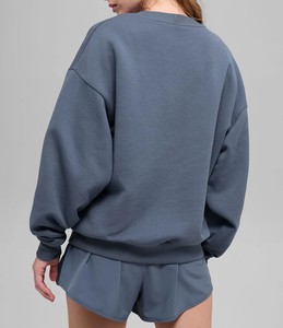 Sweat-shirt col rond lavé unisexe pour femme, couleur unie, collection automne - Product Image 4