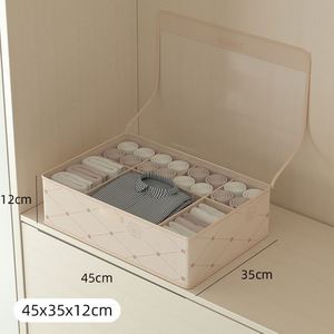 Fabric Clothing Storage <b>Box</b> Underwear Bra Organizer Compartment Transparent Socks Underpants Storage Organization <b>Wardrobe</b> - Product Image 2