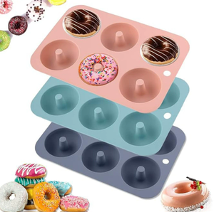 6-Cup DIY Donut Silicone khuôn chống dính lò vi sóng tương thích bánh nướng công cụ thân thiện với môi dễ dàng phát hành Nhà Bếp - Product Image 1