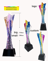 Nouveau Trophée en Verre Artistique en Promotion, Forme Goutte d'Eau Colorée en Cristal Liuli, Récompense Personnalisable pour la Décoration Intérieure