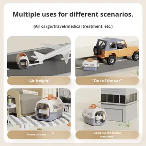 Vật Nuôi Tàu Sân Bay Trọng Lượng Nhẹ Nhựa Du Lịch Mèo & Con Chó Tàu Sân Bay Với An Toàn Nút Đóng Cửa Rắn Màu Xách Tay Vật Nuôi Giao Thông Vận Tải Hộp - Product Image 3
