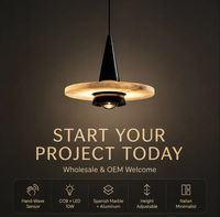 Suspension UFO en marbre, design italien de luxe, LED COB 10W, avec capteur de mouvement manuel, lampe suspendue en marbre naturel pour chevet, couloir, entrée