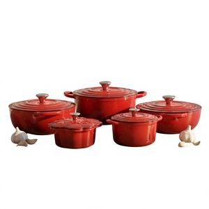Ensemble de 5 casseroles en <span class=keywords><strong>fonte</strong></span> <span class=keywords><strong>émaillée</strong></span>, multi-tailles, vert, antiadhésif, compatible four et lave-vaisselle, pour ragoûter, mijoter, cuire et faire cuire - Product Image 6