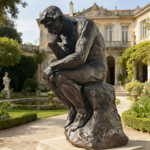 Estatua Moderna Personalizada de Bronce para Jardín, Estatua del Pensador con Acabado Patinado, Obra de Arte Metálica, Famoso Filósofo, Ángel para Exteriores, Fundición Esmaltada - Product Image 4