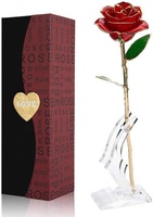 Kotak Kayu Mawar Abadi Berlapis Emas 24K TC Dipped Flower Preserved Royal Rose, Hadiah untuk Wanita, Ibu, Ulang Tahun, Hari Valentine, Galaxy Forever