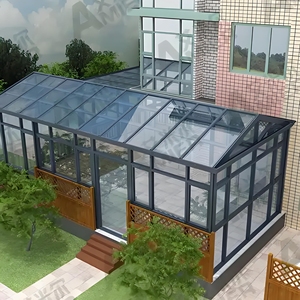 Moderne Quatre Saisons Terrasse <span class=keywords><strong>Chambre</strong></span> <span class=keywords><strong>d</strong></span>'invité Extérieur Hiver Soleil Aluminium Acier Cadre Triangle Toit Plat Moulure - Product Image 1