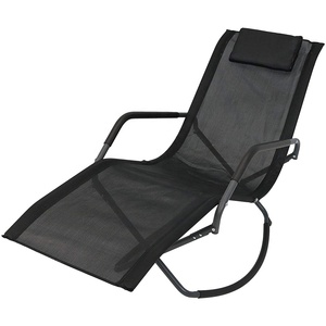 Loisirs De plein air <span class=keywords><strong>Tissu</strong></span> <span class=keywords><strong>Chauffeuse</strong></span> Noir avec la Forme Incurvée Cadre en Tube D'acier - Product Image 1