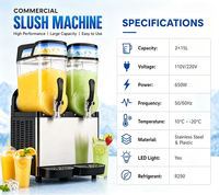 Machine à slush électrique commerciale haute capacité 45L à double réservoir, contrôle numérique, pour usage domestique, restaurant, vente de boissons