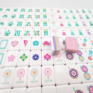 Jeu de tuiles de Mahjong - Tuiles en acrylique à 4 couches, écologiques et durables, rose vif, design Amara Elephant, style années 80 <span class=keywords><strong>Paris</strong></span> - Product Image 6