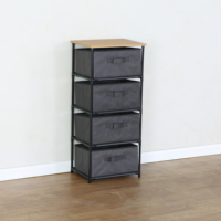 Commode moderne à 4 tiroirs en tissu avec structure en tubes métalliques, structure KD à volume de rangement minimal, organisateur de rangement domestique