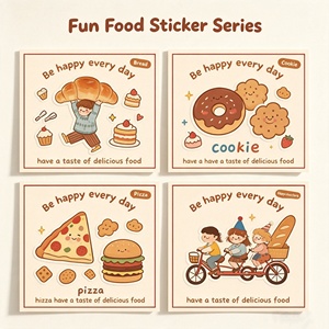 Pegatinas de Dibujos Animados, Etiquetas Rectangulares de Papel, Sé Feliz Todos los Días, Tema de Comida, Decoración Ecológica para Regalos y Manualidades - Product Image 4
