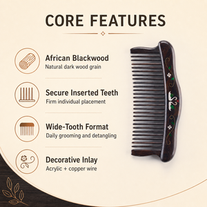 Atacado: Pente de Cabelo de Madeira Africana com Dentes Largos e Inlay de Cobre Acrílico, Logotipo Personalizado OEM ODM, Pente Desembaraçador para Mulheres e Homens B2B - Product Image 3