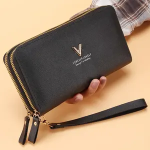 Ladies Coin Purse Card Holder Clutch Long Wristlet Leather Womens Purse Wallet for Daily Life