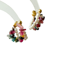 Vente en gros de boucles d'oreilles pendantes en pierre de cristal naturel pour femmes à la mode perle irrégulière améthyste Quartz rose Lapis Lazuli Citrine