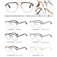 MS 97735 2024 Nouveauté Lunettes pour hommes Double pont de nez Lunettes en métal Cadre carré Optique Anti-lumière bleue Lunettes tendance Personnalisées