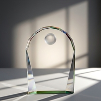 Trophée en cristal K9 poli en forme d'arche vierge avec gravure laser, style sportif, pour compétition d'entreprise