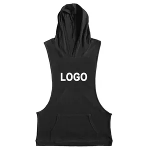 unisex bodybuilding pullover hoody sweatshirt oversized wholesale custom logo printing mens muscle gym fitness sleeveless hoodie
