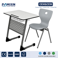 Meubles scolaires pour un seul élève, table et chaises en bois, tables de classe, mobilier scolaire en PP, pieds en acier, salle d'étude scolaire
