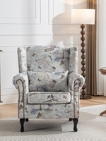 Fauteuil Tigre Rétro Moderne en Bois Massif, Canapé Simple Léger en Tissu de Luxe pour Hôtel, Chambre et Salon