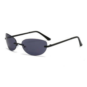 Nouvelles lunettes de soleil futuristes sans monture style œil de chat Y2K unisexe polarisées UV400 teintées tendance 2516 - Product Image 2