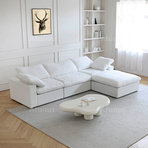 Juego de Sofás Modulares Beige Minimalistas Nórdicos ATUNUS, Sofá Seccional de 3 Plazas para Sala de Estar, Cómodo Sofá Blanco con Chaise Longue SF-121 - Product Image 3