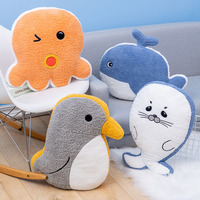 Vie marine baleine pingouin sceau pieuvre oreillers en peluche Kawaii peluche ushion Animal de mer peluche animaux en peluche oreillers en peluche