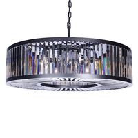 Luminaire suspendu rond en cristal pour intérieur, avec chaîne réglable pour grande pièce