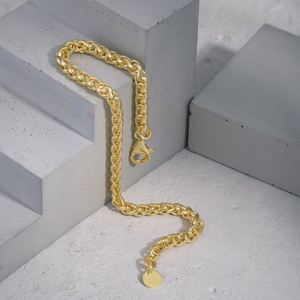 Dylam 925 Sterling <b>Silver</b> Women 18K Gold Plated Nickel-Free Hypoallergenic Jewelry Hip Hop Chunky <b>Cuban</b> <b>Link</b> <b>Chain</b> Bracelet - Product Image 3