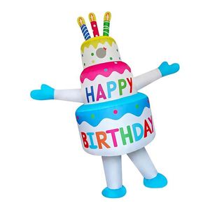 Funny <b>Inflatable</b> Polyester Birthday Cake Mascot <b>Costume</b> Cosplay Suit for Adult Unisex Easy Setup Halloween Party - Product Image 3
