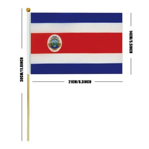 Bandera de <span class=keywords><strong>Costa</strong></span> Rica de 14*21cm para agitar con la mano, venta al por mayor, con varilla de madera, ¡gran oferta! - Product Image 2